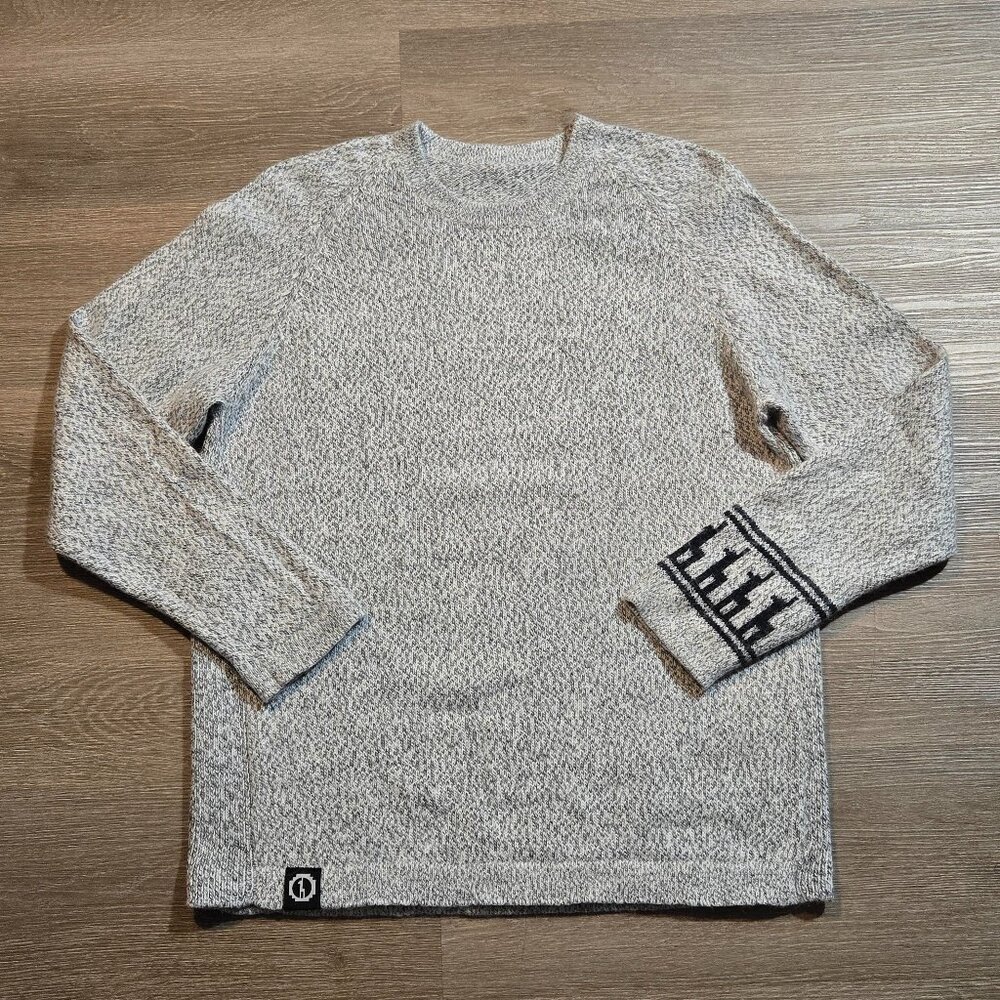 Paka The Costa Crew Neck Sweater Size Medium Royal Alpaca Merino Wool Gray White